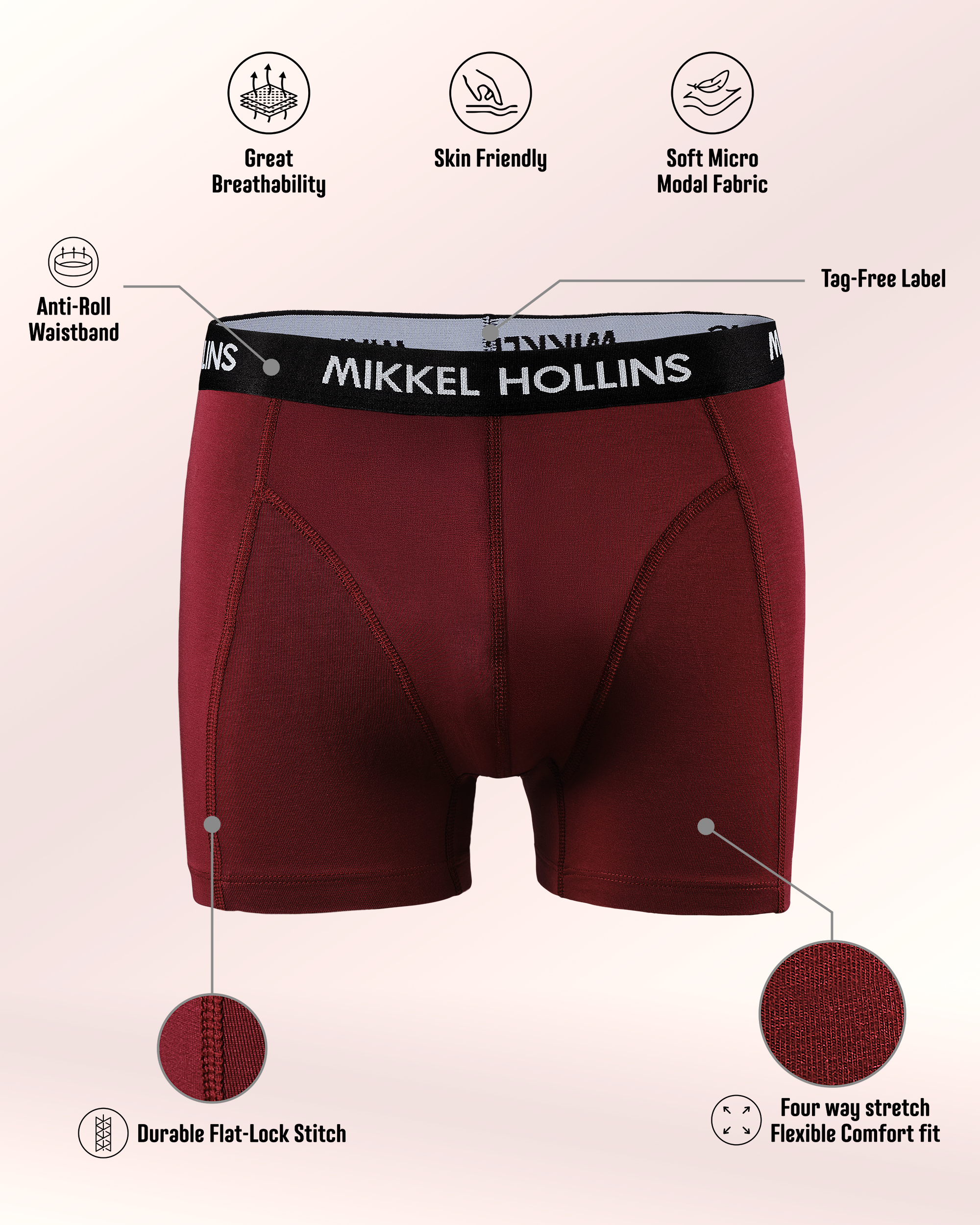 Men's Ultra Soft Underwear Micro Modal Breathable Underwear for Men Multipack Comfort Fit Daily Boxer Briefs